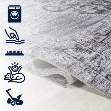 Wincer Chenille Cottage Medallion Machine-washable Area Rug
